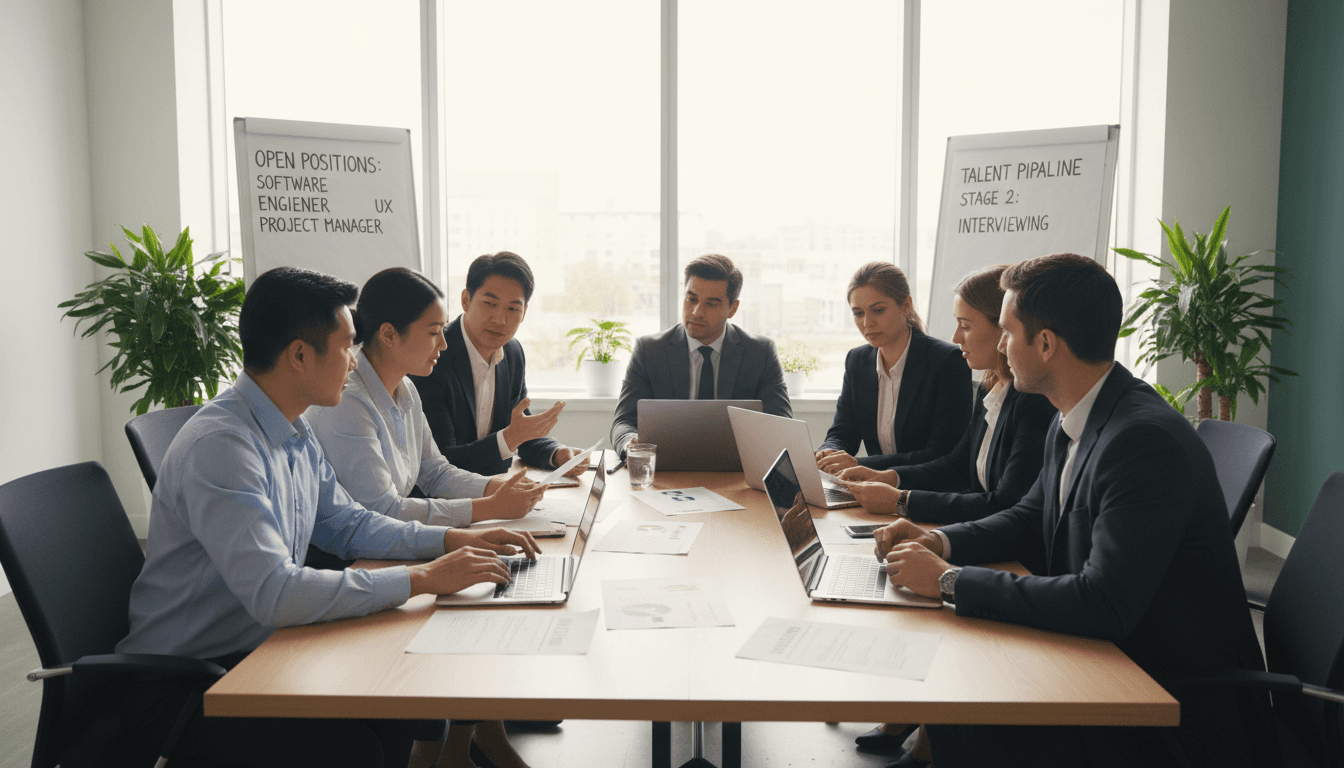 Recruiter in a consultation meeting with a client in a modern office